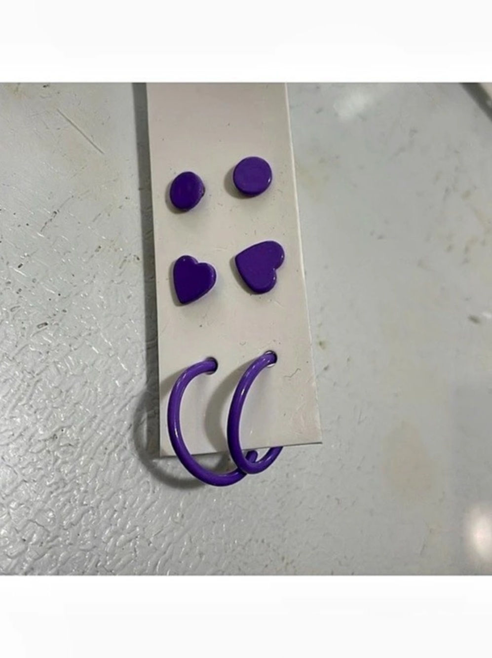 Purple Hoop & Stud Earrings NWT